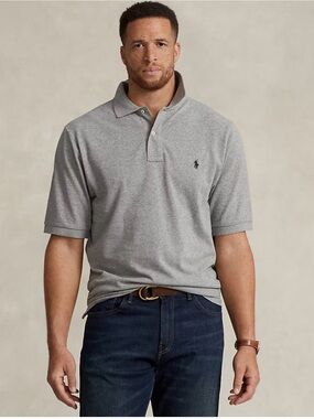 Ralph Lauren Men’s Heather Light Gray Polo with Navy Pony